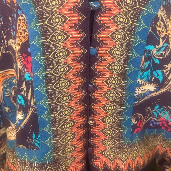 Free People | Boho Leopard Print Tie-Sleeve Blouse | Size Small - Picture 9 of 11